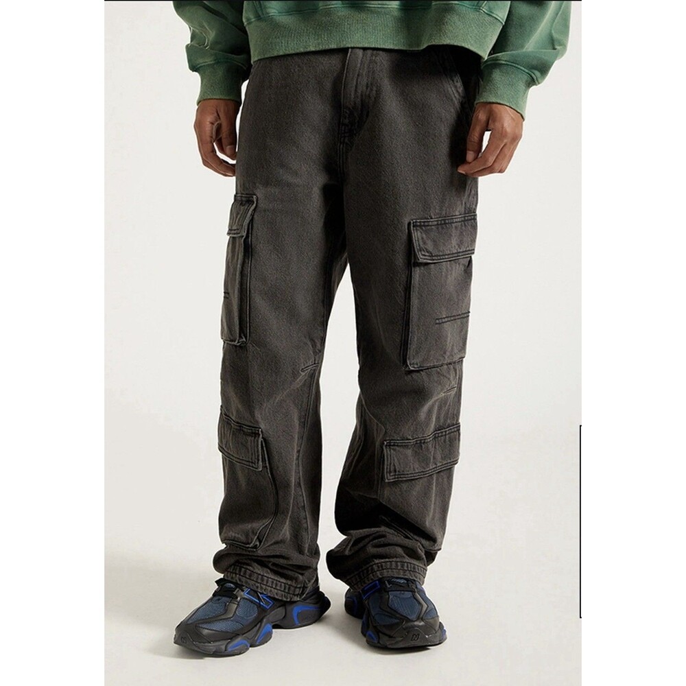 Pacsun Dylan Baggy Wide Leg Cargo Jeans Men's 32X30 Black Wide Leg